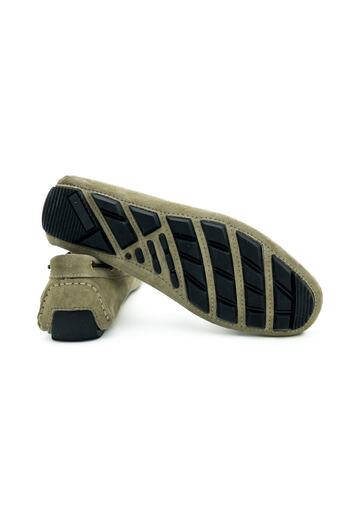 TEZCAN KUNDURA Cunda Light Green Genuine Suede Leather Laceless Men's Loafer Shoes