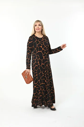 Mami Plus Size Long Sleeve (Suitable for Hijab) Long Viscose Combed Cotton Dress