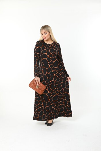 Mami Plus Size Long Sleeve (Suitable for Hijab) Long Viscose Combed Cotton Dress
