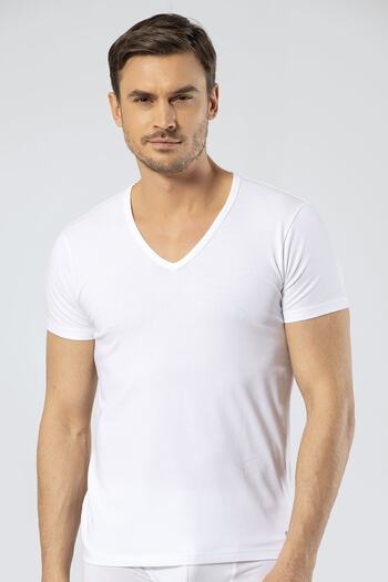 Cacharel 2pcs Men's V-neck Short Sleeve T-shirt 95% Cotton 5% Elastane