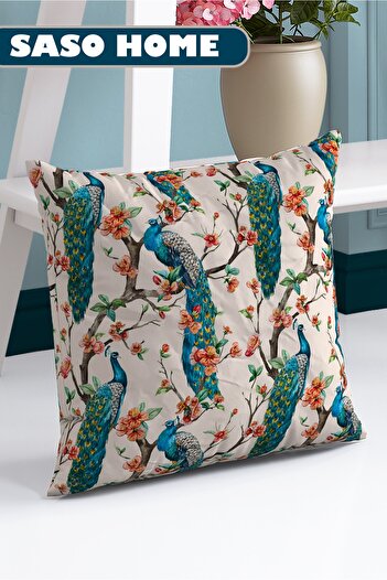 SasoHome Tropik Tavus Kuşları Desenli 140 X 270 Cm Dijital Baskılı Fon Perde ( Tek Kanat )