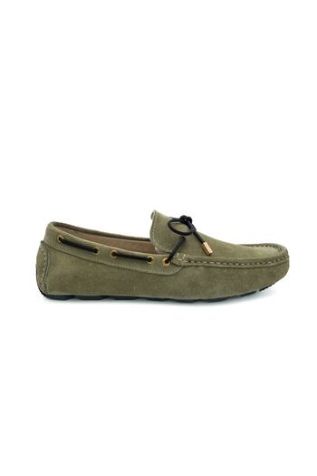 TEZCAN KUNDURA Cunda Light Green Genuine Suede Leather Laceless Men's Loafer Shoes