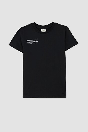 DeFacto Chłopięcy T-shirt z krótkim rękawem i okrągłym dekoltem o regularnym kroju