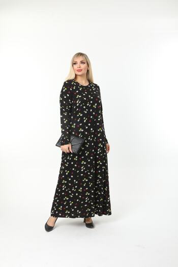 Mami Plus Size Long Sleeve (Suitable for Hijab) Long Viscose Combed Cotton Dress