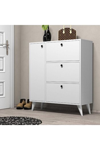 Mezza 1800 Bella  Ayakkabılık 6 Raflı 4 Kapaklı Beyaz Renk