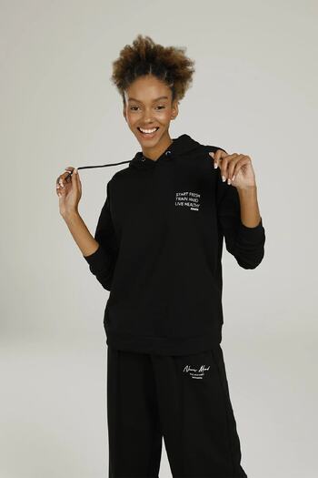 Kinetix Sn836 Gınny Prınted Detaı Siyah Kadın Sweatshirt