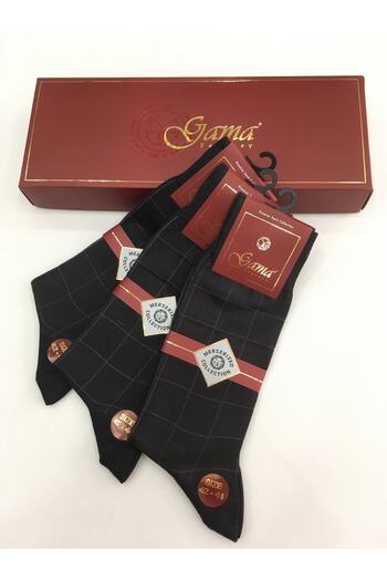 Gama Çorap 3 Pieces 100% Mercerized Nylon-Free Jacquard Patterned Thin Summer Men's Socks