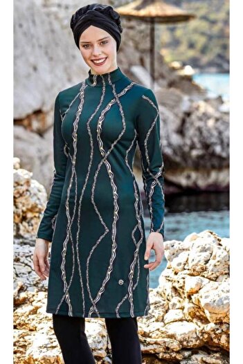MARESİVA 0504 Digital Patterned Hijab Swimsuit