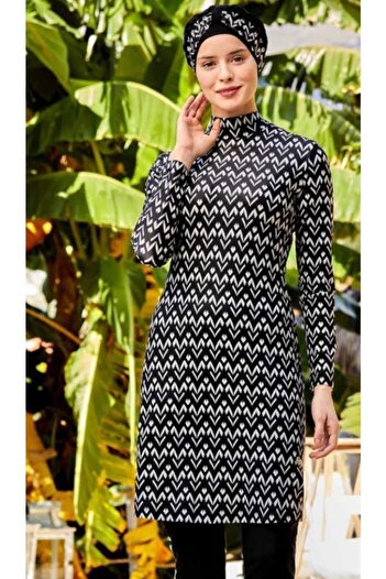 MARESİVA Digital Patterned Hijab Swimsuit