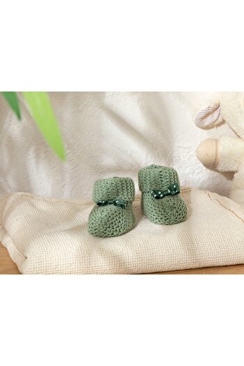 English Home Soft Knitwear Bow Baby Socks 6-12 Months Green