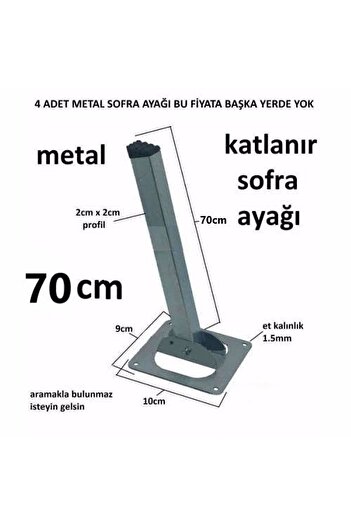 Arıcıoğlu 4 Adet Katlanır Metal Sofra Ayağı Masa Ayağı Yer Sofrası Ayağı 40 Cm