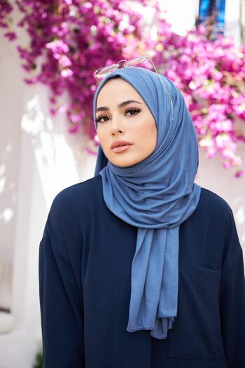 Naciye Sultan Jersey Shawl Indigo Blue