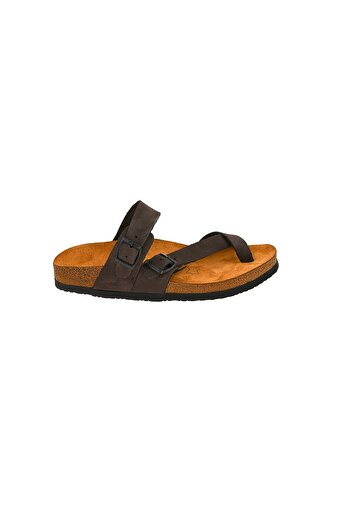 Moosefield Παντόφλες από γνήσιο δέρμα Unisex καφέ Family Size