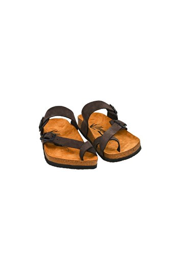 Moosefield Παντόφλες από γνήσιο δέρμα Unisex καφέ Family Size