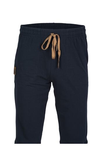 BSM Men's Navy Blue Cotton Woven Pocket Rubber Waist Capri