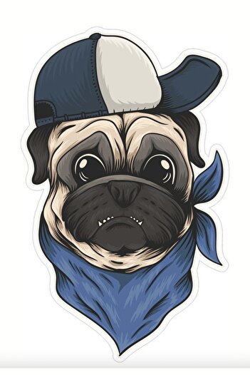 MegaSticker Cool Pug Motocicletă și Cască Laptop - Autocolant Auto 14x7,5 Cm