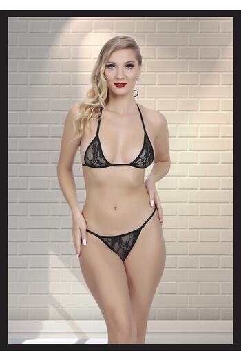 Didolim Women's Lace Detailed Sexy Fancy Lingerie Set New Model Evening Dress