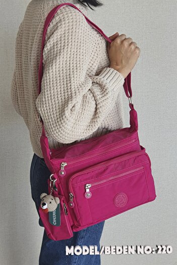 FCSTORE Pink Women's Strappy Crossbody Bag Mega Messenger Bag Klinkir Multi-Compartment Shoulder Bag Nemobags