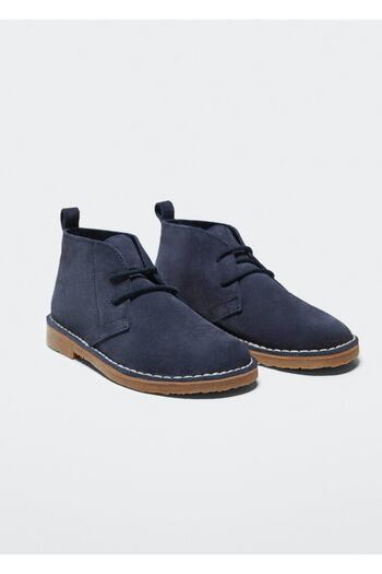 MANGO Kids Δερμάτινες μπότες με κορδόνια