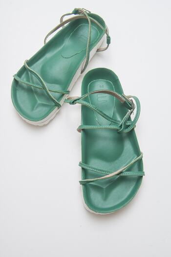 LuviShoes Muse Genuine Leather Green Women's Sandals