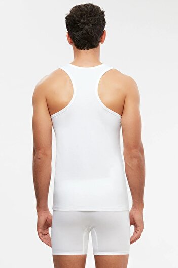 Kom Men's White Combed Cotton Modal Athlete Lycra Aytron Undershirt 2-pack