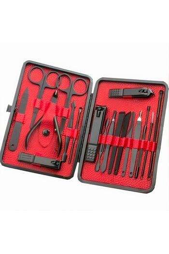 OMAC 18 Piece Manicure Pedicure Set - Nail Clipper with Bag and Tweezer File