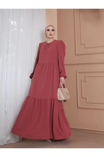 VOLT CLOTHİNG Ayrobin ζωσμένο φόρεμα με βολάν λεπτομέρεια στον γιακά