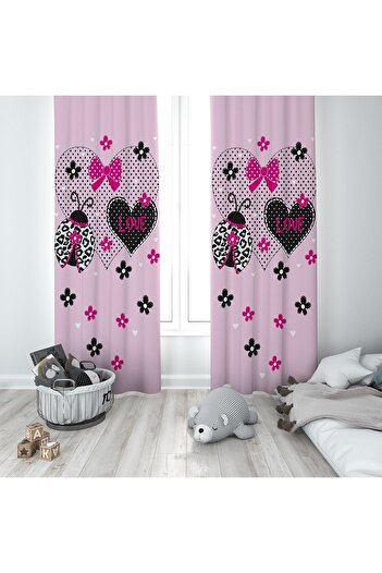 on the clouds Pink Love Patterned Digital Printing Washable Baby Kids Room Background Curtain