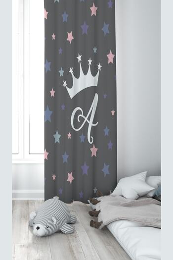 linazaitun Letter A Star Patterned Digital Printing Washable Baby Kids Room Background Curtain