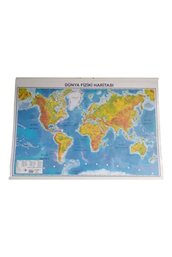 Artı Dünya Siyasi Fiziki Haritası 50x70 Cm Askılı Ve Çıtalı