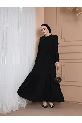 VOLT CLOTHİNG Ayrobin ζωσμένο φόρεμα με βολάν λεπτομέρεια στον γιακά