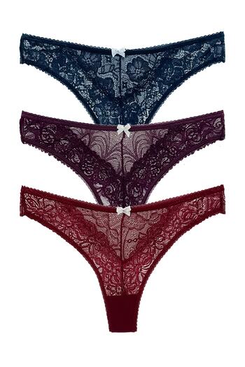 HNX 3-Piece Lace Thong Women's Panties
