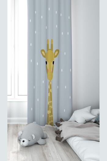 on the clouds Gray Giraffe Patterned Digital Printing Washable Baby Kids Room Background Curtain