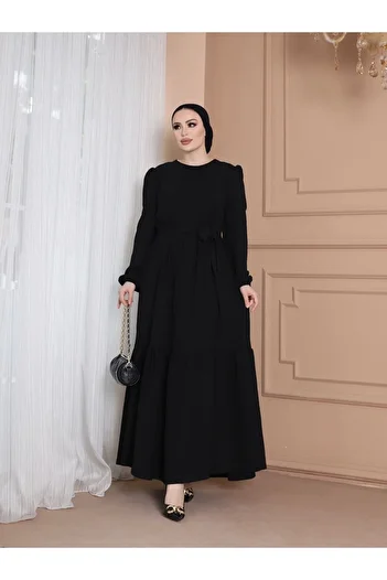 VOLT CLOTHİNG Ayrobin ζωσμένο φόρεμα με βολάν λεπτομέρεια στον γιακά