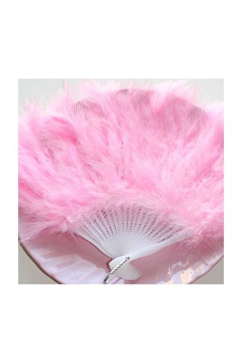 CAN Tüylü Yelpaze Kına Yelpazesi Pembe ( 27 cm * 37 cm )