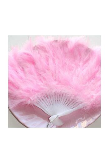 CAN Tüylü Yelpaze Kına Yelpazesi Pembe ( 27 cm * 37 cm )
