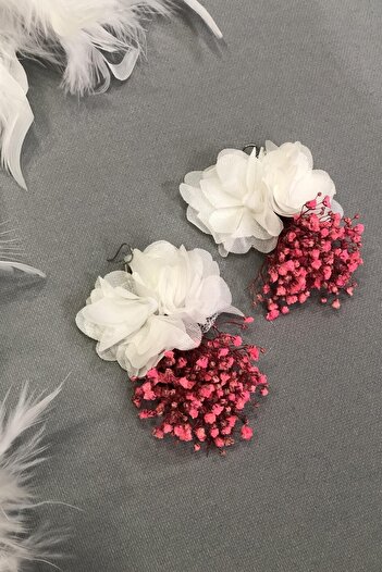 GELD Pink Color Dry Flower Earrings – Bijoux Earrings – Bijoux Earrings