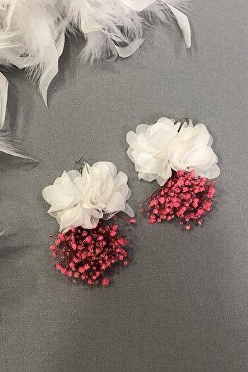 GELD Pink Color Dry Flower Earrings – Bijoux Earrings – Bijoux Earrings