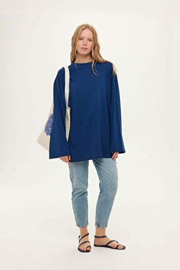 Manuka Tričko Indigo oversized s širokým rukávem
