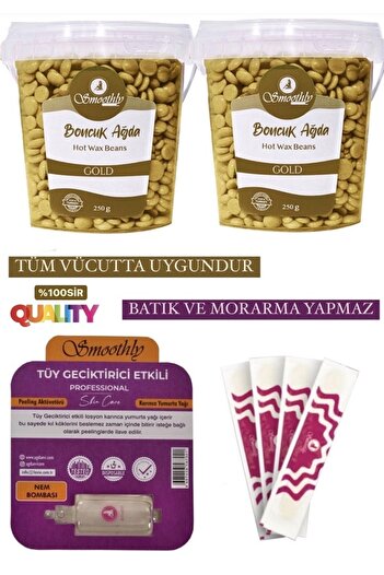 Smoothly Yüz Bikini Bölgesi Soyulabilir Granül Boncuk Ağda1 Adet Tüy Losyon, 4 Spatula