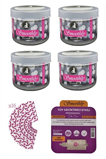 Smoothly 4 Lü Pudralı Özel Bölge Mini Konserve Ağda 65 G. + 4 Tüy Losyon + 16 Ağda Bezi