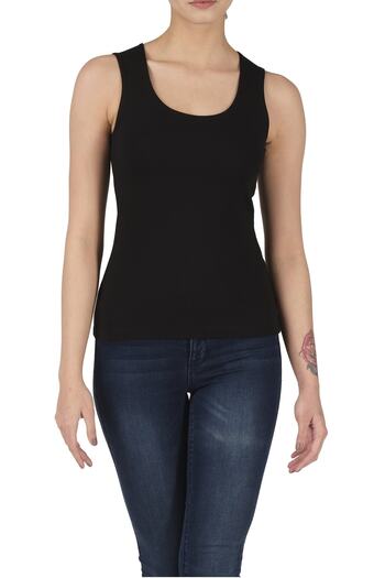 FSM1453 Women's Basic Sleeveless Double Layer Sports Lycra Top -2200