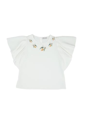 best kids Girl's Ecru Sleeve Flounce Blouse