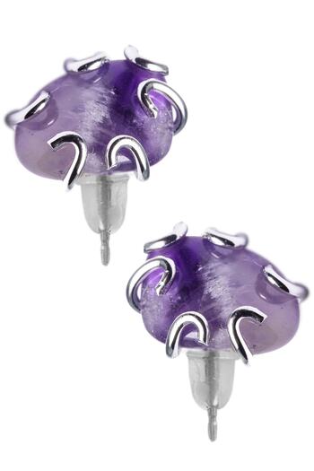 Tesbih Atölyesi Certified Amethyst Stone Natural Stone Earrings