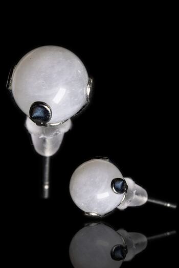 Tesbih Atölyesi Certified Natural Moonstone Dot Natural Stone Earrings