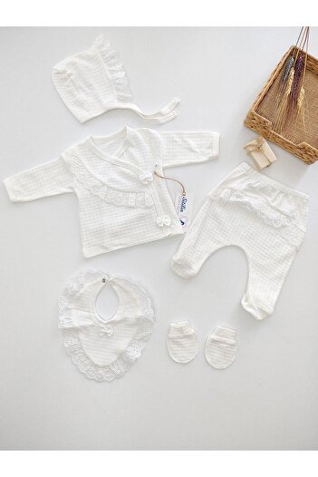 Sitilin Baby Girl 5-Piece Hospital Issue Scalloped Fancy Bodysuit Set