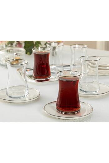 English Home Torino Porcelain 12 Piece Tea Set 160 ml Silver