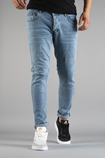 bombe Ανδρικό slim fit στενό κομμένο νύχια Τζιν παντελόνι Μπλε του πάγου