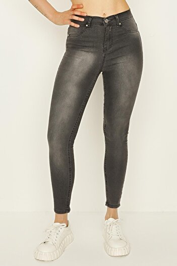 Select Moda Kadın Füme Yüksek Bel Skinny Pantolon