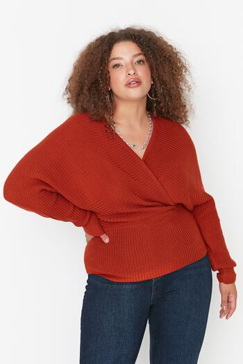 Trendyol Curve Tile Double Breasted Closure Tie Back Knitwear Sweater Tbbaw23An00040